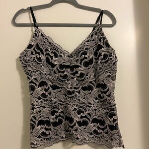 Boston Proper Black and Cream Lace Camisole